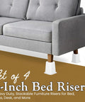 No Sweat Heavy Duty 6 Inch Bed Risers Set Of 4 White Stackable Furniture Boosters for sofa with wooden legs.