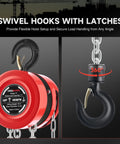 Swivel hook with latches on Beefy Heavy Duty Hand Chain Hoist 1 Ton Lift 10 Ft Manual Lever Hoist with G80 Load Chain