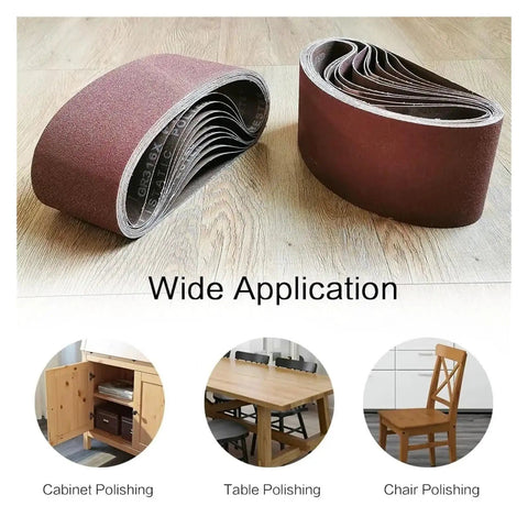 Professional 1X30 Sanding Belts Aluminum Oxide Abrasive Strips heavy duty cloth backing for cabinet, table, and chair polishing.
