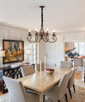 Rustic 8 Light Candle Chandelier In Vintage Iron With French Country Charm Farmhouse Pendant Light For Kitchen Island Dining