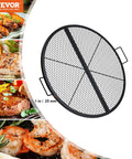 36 Inch Round Fire Pit Grate For Outdoor Grillin Foldable Heavy Duty Steel Campfire BBQ Grid With Handle And X Wire Support
