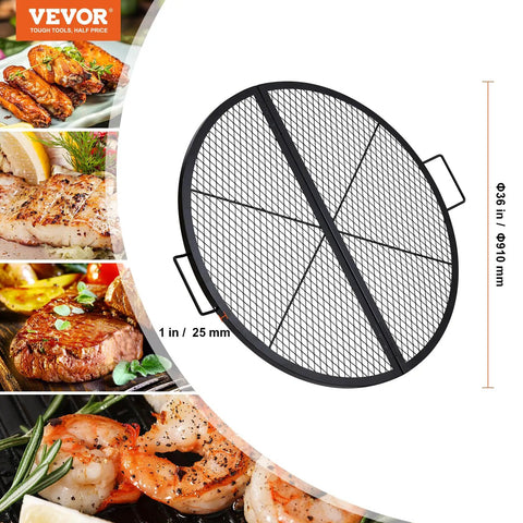36 Inch Round Fire Pit Grate For Outdoor Grillin Foldable Heavy Duty Steel Campfire BBQ Grid With Handle And X Wire Support