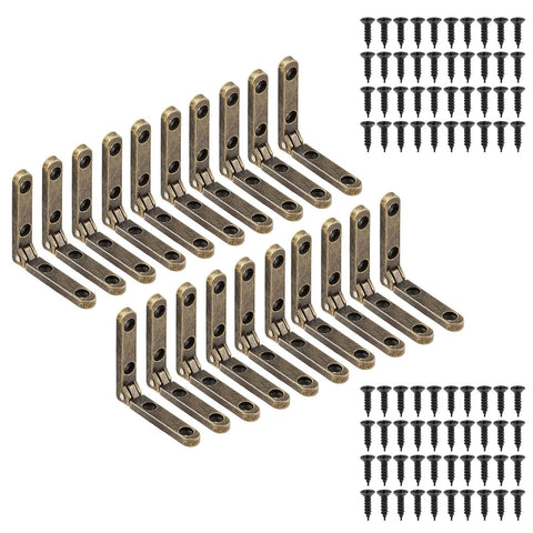 Heavy Duty 90 Degree Small Hinge Set For Wooden Boxes And Miniature Furniture Craft Projects Jewelry Cases Cabinets And Drawers Includes 20 Sets With Screws For Easy Installation