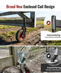 8 Inch Spring Loaded Gate Caster Wheel Heavy Duty Pipe Gate Roller Smooth As Butter Outdoor Slider with enclosed coil design.