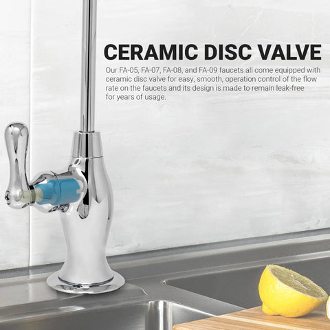 Airgap RO Faucet With 3 Connection Ports In Chrome Dope Water Dispenser For Your Kitchen NSF Certified Reverse Osmosis Drinking Water System Pre-Inserted Tubing And Install Tool Vase Style Tap