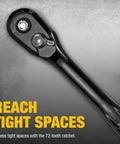 Impact Socket Set With Ratchet Pro Grade For Tough Jobs One Half Inch Drive Includes Metric And SAE Sizes Twenty Three Piece Kit Case Direct Torque Technology shown up close.