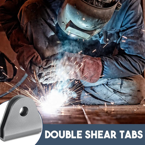 Welder using 4 Pack Double Shear Seat Belt Tabs Weld On For Offroad Cars And UTVs Heavy Duty Iron Tabs With One Half Inch Holes