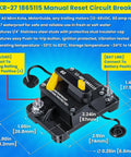 Beefed Up Heavy Duty Trolling Motor Plug And Receptacle With 60 Amp Circuit Breaker For Freshwater And Saltwater Marine Boats, 8 AWG Wire, Rated Up To 60A Up To 48V, Battery Accessory Mounting Kit For Trolling Motors displayed with specifications.