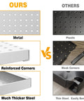 Comparison of Heavy Duty Metal Pegboard Panels 12 By 24 Inches 3 Pack Grey Wall Mounted Tool Organizer Boards vs plastic alternatives.