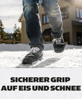 Battle Ready Ice Traction Cleats For Walking Running And Hiking Stainless Steel Spring Coils in use on snow-covered ground.
