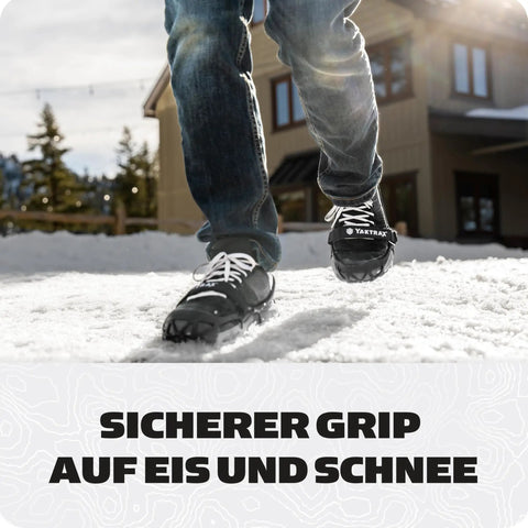 Battle Ready Ice Traction Cleats For Walking Running And Hiking Stainless Steel Spring Coils in use on snow-covered ground.