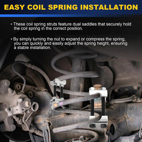 Easy installation of Heavy Duty 2 Way Adjustable Coil Spring Spacers 4 Pack in vehicle suspension with dual saddle design.