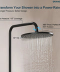 GRANDJOY Exposed Tub and Shower System with Handheld Spray, Matte Black 10" rainfall head with adjustable pivot and tilt features.