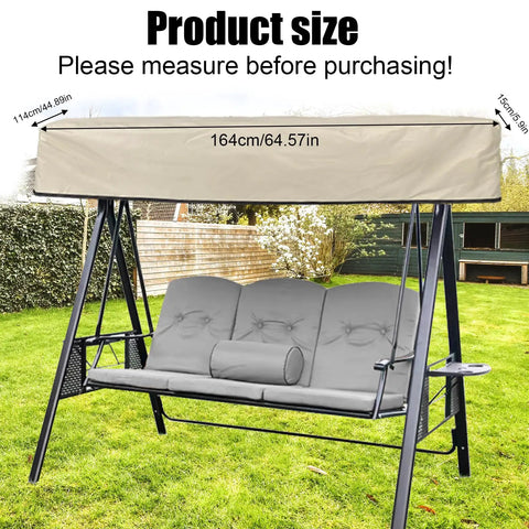 Swing Canopy Replacement Cover For Outdoor Porch And Patio 64.57 By 44.89 By 5.9 Inches Waterproof Windproof Sunshade Beige shown on frame