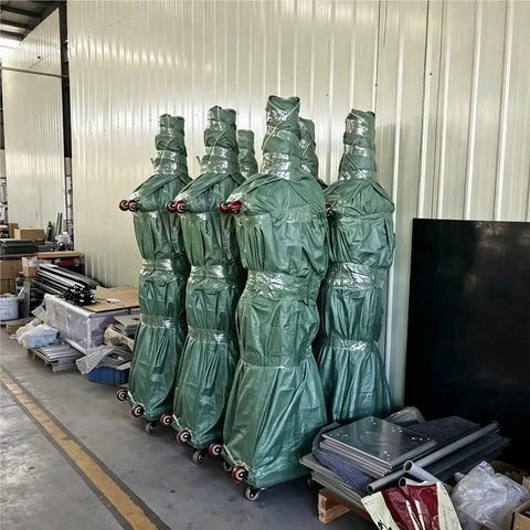 High Octane Heavy Duty Manual Winch Self Locking Vertical Mast Rises Four Meters And Crushes 200Kg Loads With Rock Solid Industrial Aluminum stacked in warehouse.