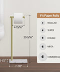 Gold Marble Base Free Standing Toilet Paper Holder Built To Last SUS304 Stainless Steel Bathroom Stand No Tip Design