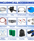 Backyard Zipline Kit For Kids And Adults Up To 400 Lbs With Quick Tighten Trolley Removable Seat And Thickened Safety Harness For Outdoor Fun Heavy Duty Zipline Set Perfect For 80 Feet Of Smooth Riding accessories including cable, pulley, spring brake, swing seat, lanyard, safety belt, carabiners, clamps, gloves, tree protector, carry bag, ratchet