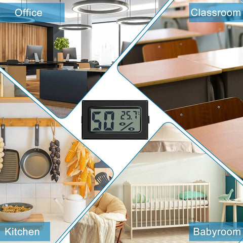 24 Pack Mini Digital Hygrometer Thermometer Indoor Humidity Monitor Temperature Humidity Gauge With Fahrenheit Readout For Greenhouse Garden Cellar Closet Easy At A Glance And Real Time Environmental Tracking black digital hygrometer for office, kitchen, classroom, babyroom