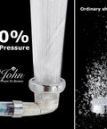 Healing Crystals Shower Head With 7 Natural Gemstones for Water Purification and pH Balance in use showing water pressure