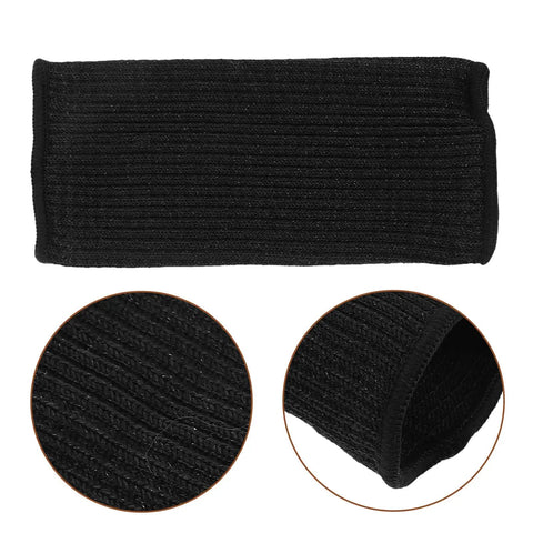 Heavy Duty Cut Resistant Arm Sleeves HPPE Black Anti Cut Forearm Guards with ribbed texture for reliable protection.