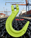 Three Eighths Inch Clevis Foundry Hook With 8377 Lbs Working Load Limit For Beefed Up Heavy Duty Lifting Grade 80 Alloy Steel Forged Construction Ideal For G80 Transport Binder Chain And Binder 1 Pack Ready To Use Rigging Set, green clevis hook on chain