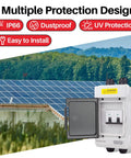 Beefy Solar Panel Disconnect Switch 125A 1000VDC Two Pole Outdoor DC Shutoff Box With Weatherproof UV Proof Housing open view