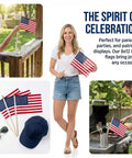 People celebrating with 12 Pack 8x12 Inch All American Flags On Sticks With Wood Poles And Kid Safe Spear Tops For Memorial Day Fourth Of July Parades And Patriotic Displays For Festivals And Community Events