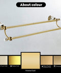 Crystal Double Towel Holder With Adjustable Gold Towel Bar From 18.66 To 30.51 Inches Wall Mounted Bathroom Rail Rack Lux Crystal End Caps