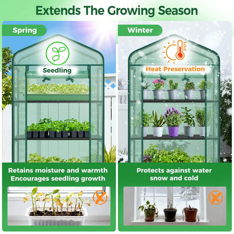 Compact Portable Greenhouse On Wheels For Indoor And Outdoor Use With 4 Tier Rack And Durable PE Cover Easy To Move Smooth Locking Wheels Weather Resistant Ideal For Seedlings Plants And Quick Sunlight Shifts