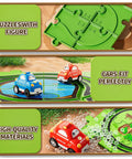 Awesome 48 Piece Puzzle Race Track Car Set For Kids Ages 3 4 5 6 7 8 With City Themed Tracks 6 Road Signs And 2 Cars AA Battery