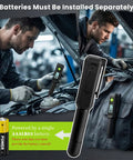 Heavy Duty Brake Fluid Tester Pen With Digital LCD Screen and Robust Metal Probe used by mechanic checking brake fluid moisture levels.