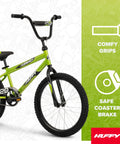 Growth Ready Kid Bike With 12 16 And 20 Inch Wheels, Removable Training Wheels, BMX style, green frame, comfy grips, coaster brake