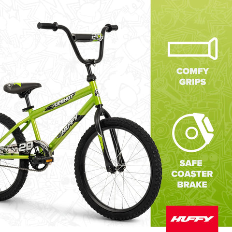 Growth Ready Kid Bike With 12 16 And 20 Inch Wheels, Removable Training Wheels, BMX style, green frame, comfy grips, coaster brake