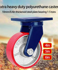 Heavy Duty Caster Wheels Set Of 4 With Precision Ball Bearings For Smooth Cruising Action and Secure Locking Features showing 4-inch caster