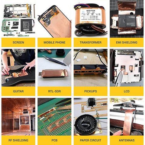 Half Inch Copper Foil Tape 33 Feet With Double Sided Conductive Adhesive For EMI Shielding in various applications.