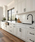 Modern kitchen with Dope Matte Black Cabinet Pulls 6.3 Inch Length With 3.78 Inch Center To Center Hole Spacing Vintage Style.