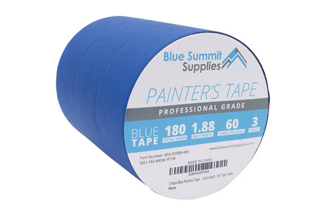 3 Pack 1.88 Inch Blue Painter's Tape With Medium Adhesive For Sharp Edges No Residue Sticks To Wood Drywall Painted Surfaces Easy Tear Crepe Paper 60 Yards Each Roll 180 Yards Total