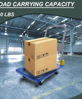 Beast Of A Heavy Duty Foldable Platform Truck With 880 Lb Capacity Anti Skid Deck Swivel Brake Wheels Steel Flatbed Utility Cart For Warehouse Office And Home Use Blue, 880 lbs in warehouse