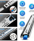 Heavy Duty 3 Fold Full Extension Drawer Slide With Lock Side Mount For Tool Cabinets And Workbenches Built Tough With Lockable Drawer That Stays Put Through Rough Rides 20 Inch 500mm Cold Rolled Steel with features detail image