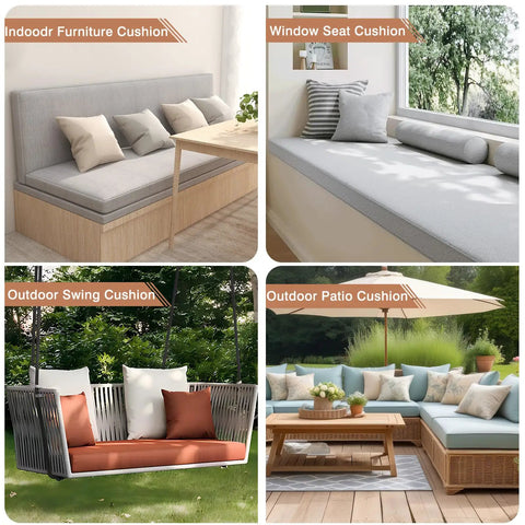 Custom Bench Cushions For Indoor Furniture And Outdoor Patio, Totally Customizable Size Thickness Shape Fabric Color Piping And Non Slip Fixing, 75D Foam Seat Cushions For Bay Windows Kitchen Nook Benches Mudrooms And Sofas