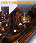 Woodworking Countersink Drill Bit Set, 7 Piece HSS Tapered Bits With One Quarter Inch Hex Shank Quick Change, in use on wood surface.