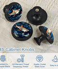 Multicolor four-piece round cabinet knobs set for drawers and doors with shark design, kid-friendly furniture pulls with screws