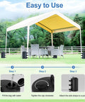 Heavy Duty Canopy Water Weights Bags 88 Lb Tent Anchors 10L Water Bags Windproof Stabilizers for Outdoor Pop Up Tents Gazebos Shelter 4 Pack Black Storm Ready shown under a gazebo with step-by-step usage guide.