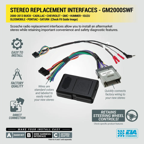 Plug And Play Factory Stereo Replacement Interface Adapter For GM Vehicles 2000 To 2013 Aftermarket Car Radio Wiring Harness