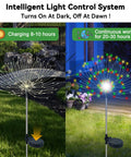 Outdoor Solar Firework Lights 120 LED 2 Pack Waterproof Garden Decor Multicolor during day and night in yard