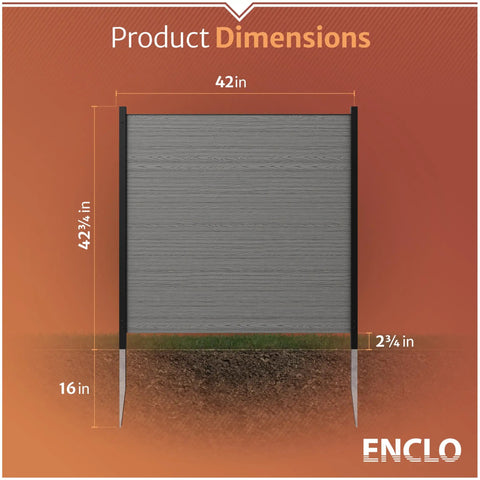 Two Panel Vinyl Outdoor Privacy Screen No Dig Kit For Concealing Trash Bins And AC Units Full Coverage Charcoal 3.5ft High