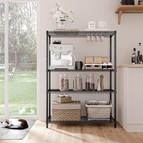 Beefy 1400 Lbs Garage Shelving Unit With 4 Tier Heavy Duty Metal Wire Racks in kitchen setting