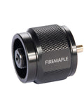 Z1 LPG Propane Snug Fitting No Leak Canister Adapter, black aluminum, side view, for LPG style camping bottles connection