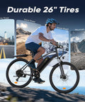 Powerful 1500W Peak Electric Bike for Adults with 26 inch tires shown on diverse terrains
