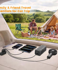 Image showing Super Fast 127.5W Usb C Car Charger With Six Powerful Ports powering devices during a family trip.